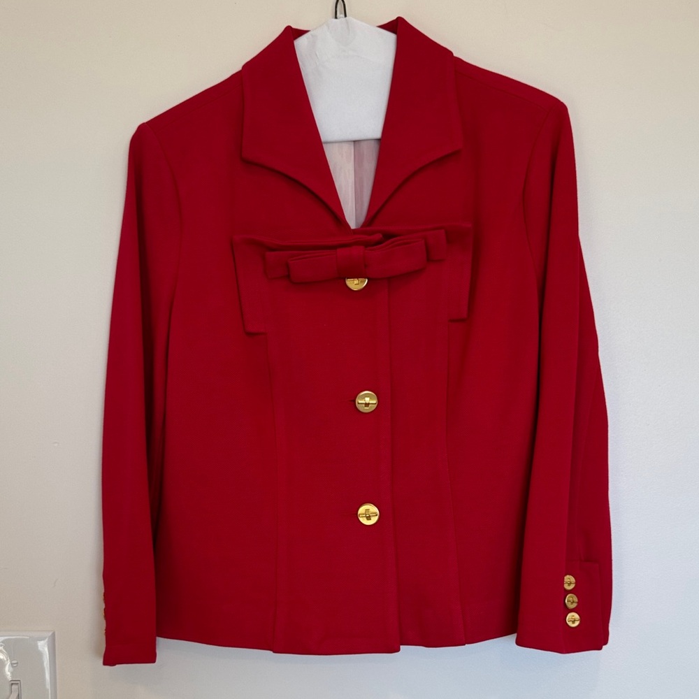 Elegant Red Women's Jacket with Gold Buttons Size 6